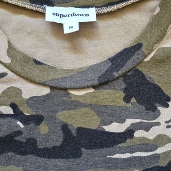 Superdown Revolve Camo Army Print Short Sleeve Shirt Dress Sz Medium - Picture 10 of 12